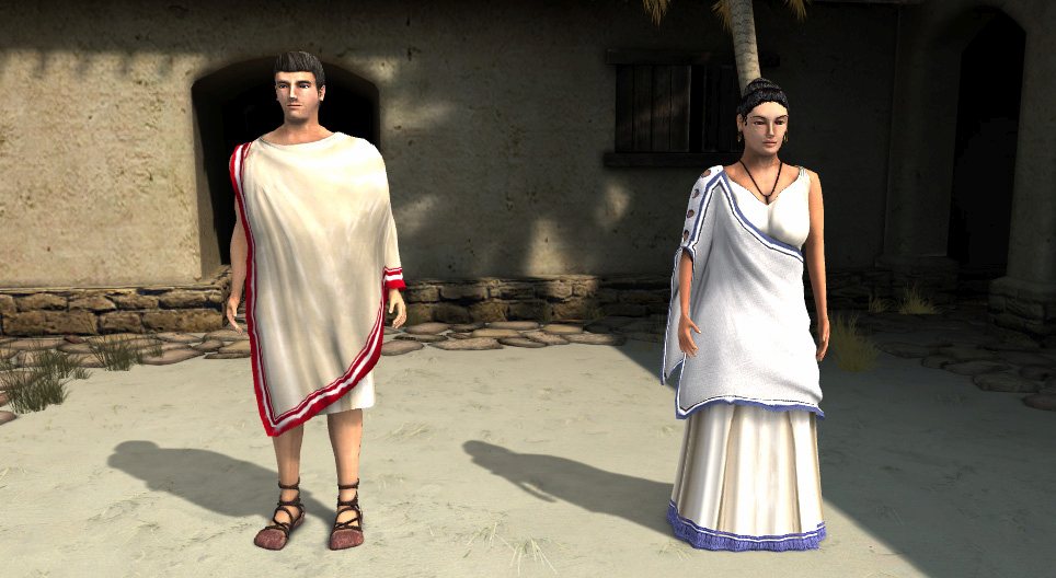 Ancient Athenian citizen with his wife