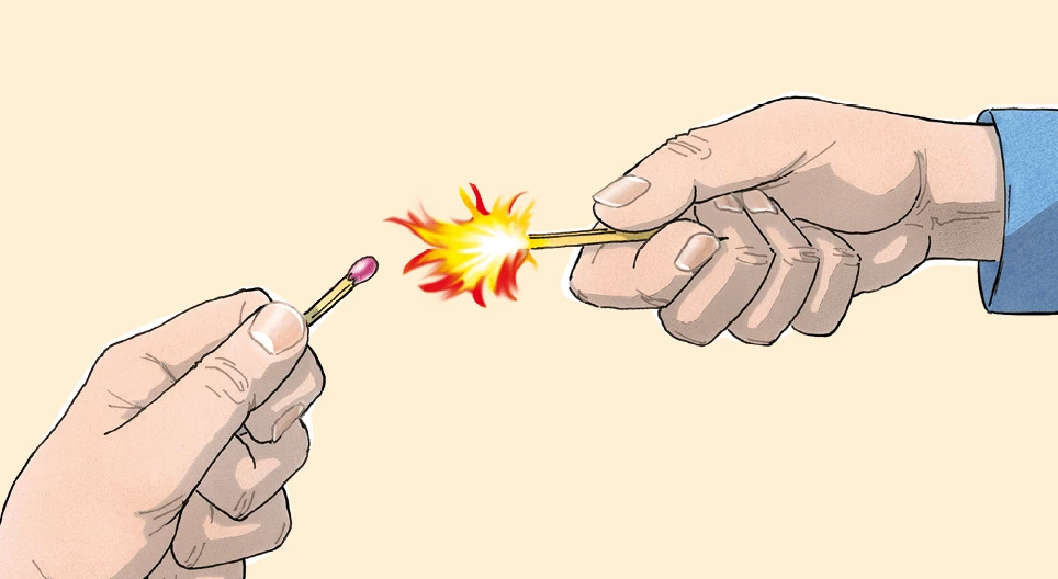 マッチ棒同士で火がつく