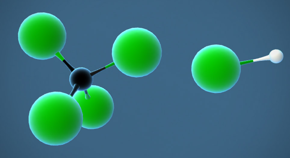 メタンの置換反応による塩素化
