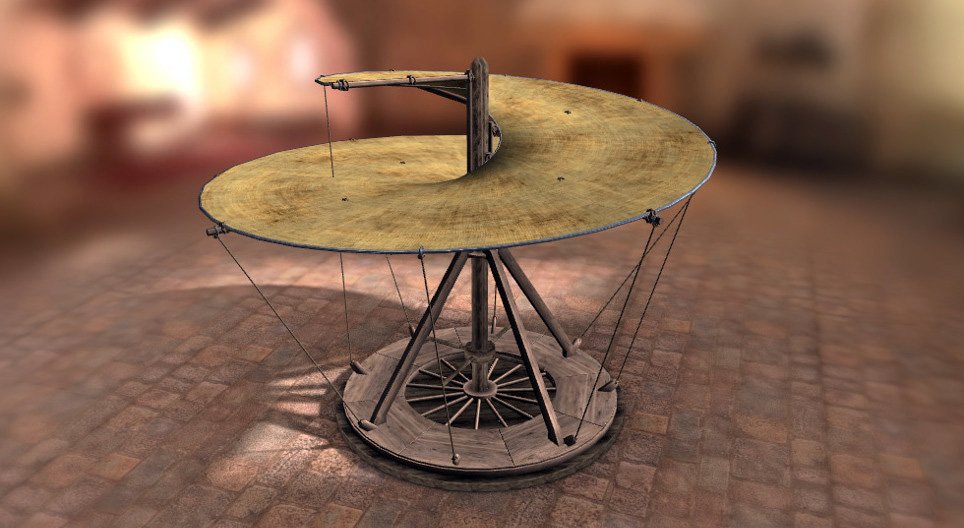 レオナルド・ダ・ヴィンチの発明品 - ヘリコプター (1489年ごろ)