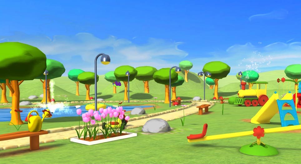 카티가 놀이터에 있습니다