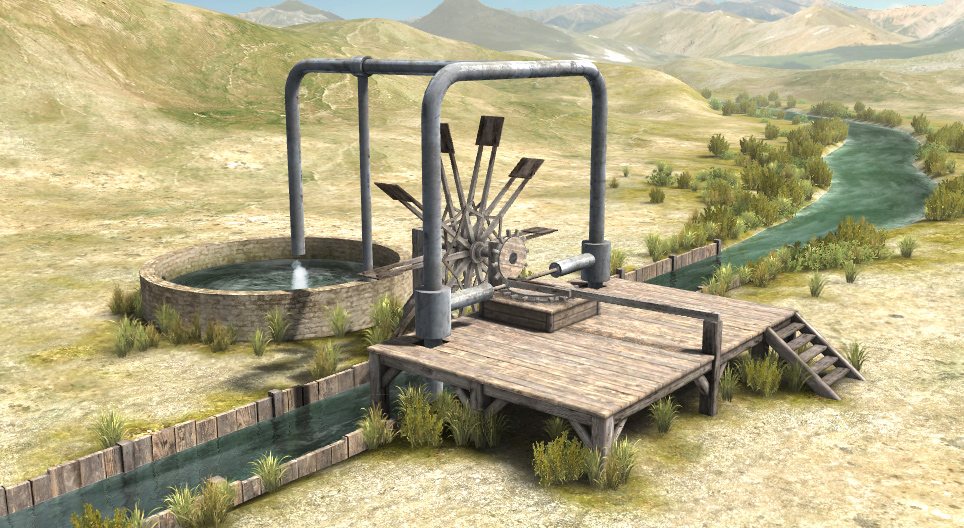 중세의 아랍 물펌프 (알자자리, 13세기)