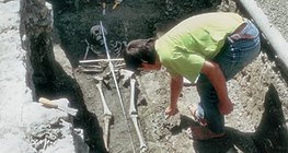 作業中の考古学者