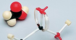 乙酸分子的空间填充以及球棒模型