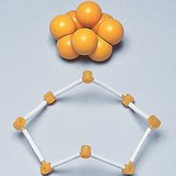 硫分子的空间填充和棒模型
