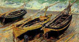 モネ：3つの漁船（1886年、印象派）
