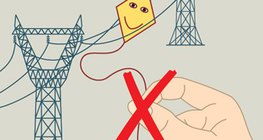 如果风筝卡在高压线上就不要触碰风筝线