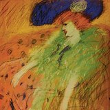 畢加索：戴藍帽的女士（1910年，印象派）