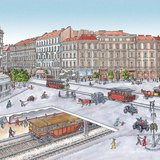 The Oktogon in Budapest at the end of the 19th century