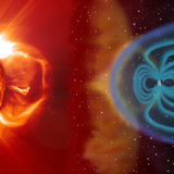 Distortion of the Earth's magnetic field due to solar wind