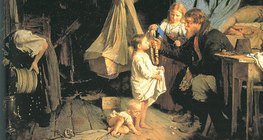 一个俄罗斯农民的小屋内景