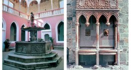 維謝格拉德城堡的主要景點有紅色大理石噴泉與獅子噴泉