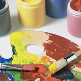 在调色板上混合的演示