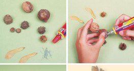 在秋天的植物制作的人物