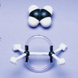 乙烯分子的空间填充（1）和棒模型（2）