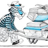 Tigris egy talicska könyvvel