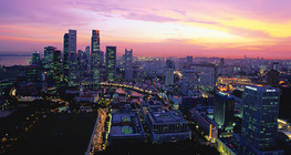 日落中的新加坡