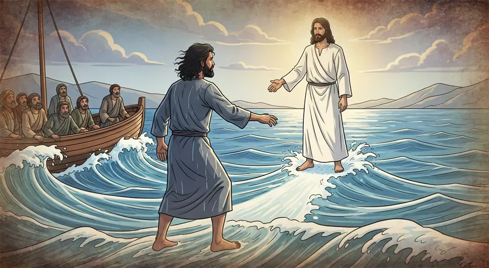 彼得在水上行走