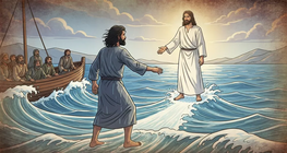 彼得在水上行走