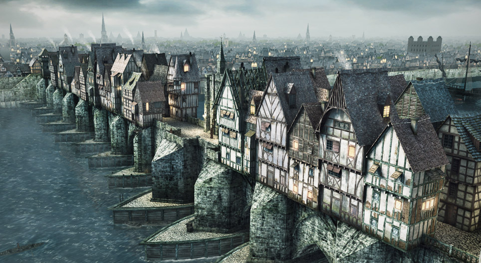 中世纪的民居桥（伦敦桥，16世纪）