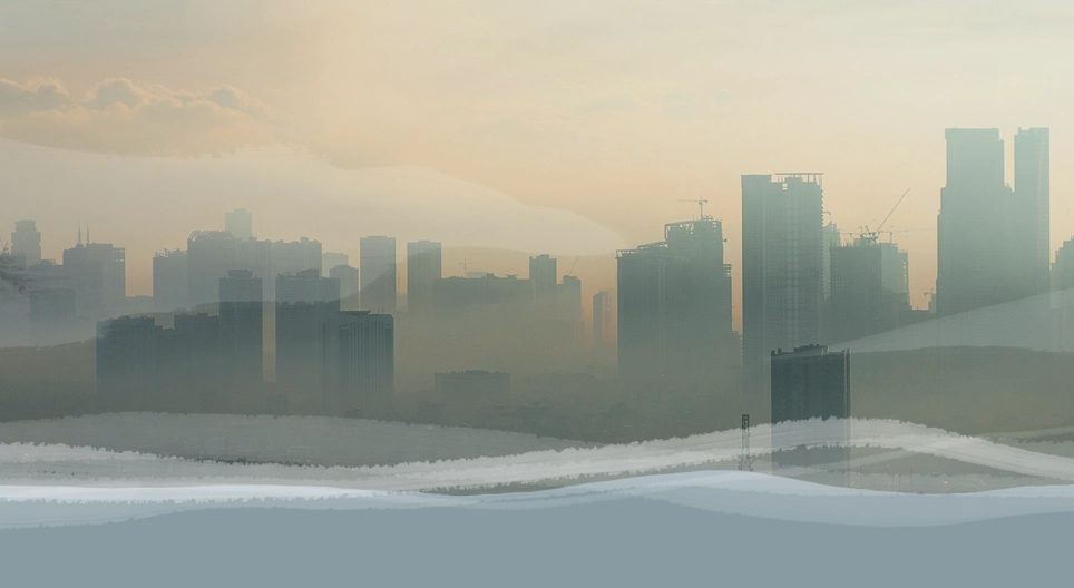 城市被霧霾籠罩着