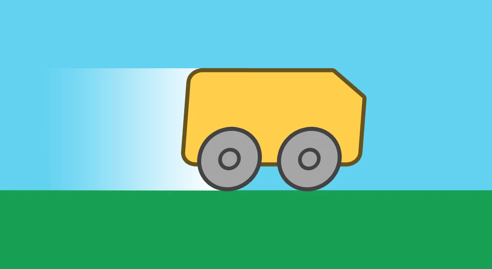 Uniform motion of a car along a straight line.